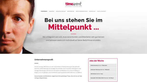 Website Screenshot: Timework Personalbereitstellungs GmbH - Timework Personalbereitstellung | Bei uns stehen Sie im Mittelpunkt - Date: 2023-06-14 10:45:45