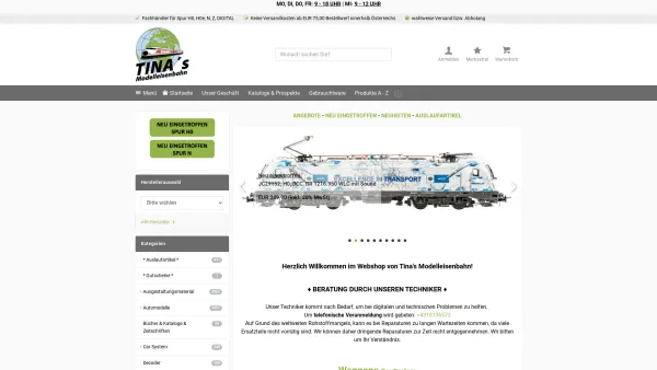 Website Screenshot: Detlev Kroch und Erna Kroch Gesellschaft bürgerlichen Tinas Modelleisenbahnen - TINA'S MODELLEISENBAHN - IHR FACHGESCHÄFT UND WEBSHOP FÜR MODELLEISENBAHN UND -ZUBEHÖR IN WIEN! Model railway / railroad in Austria / Vienna! - Date: 2023-06-26 10:23:19
