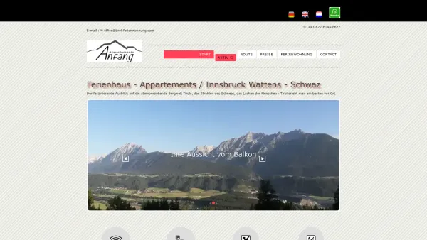 Website Screenshot: Gästehaus Anfang - Ferienwohnung Tirol | Apartment Ferienhaus Innsbruck Wattens, Schwaz - Date: 2023-06-26 10:26:49