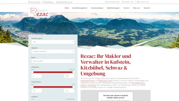 Website Screenshot: Rezac Hausverwaltung Immobilien GmbH KG - Ihr Immobilienmakler in Kufstein, Kitzbühel & Schwaz | Rezac - Date: 2023-06-26 10:23:19