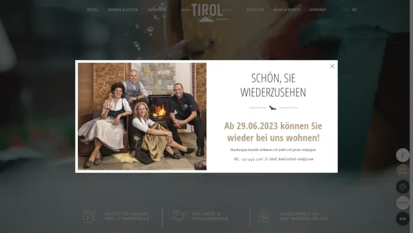 Website Screenshot: Hotel Tirol GmbH - Herzlich willkommen im alpin spa**** Hotel Tirol in Ischgl! - Date: 2023-06-26 10:23:19