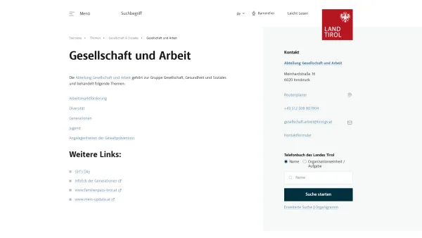 Website Screenshot: Familienreferat Abt JUFF Amt d Tiroler JUFF Forward - Gesellschaft und Arbeit | Land Tirol - Date: 2023-06-26 10:23:19