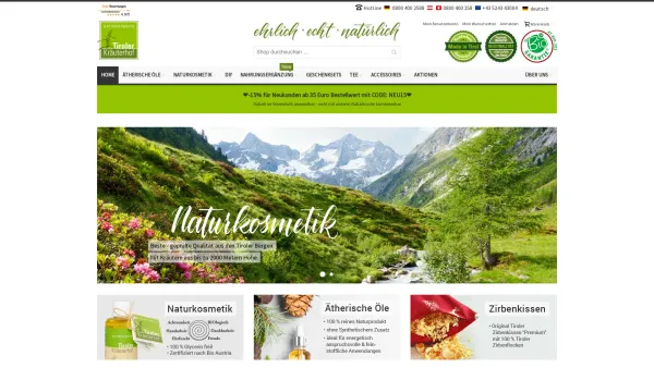 Website Screenshot: Tiroler Kräuterhof Naturkosmetik - Naturkosmetik Online-Shop – Bio-Qualität | Tiroler Kräuterhof - Date: 2023-06-26 10:23:22