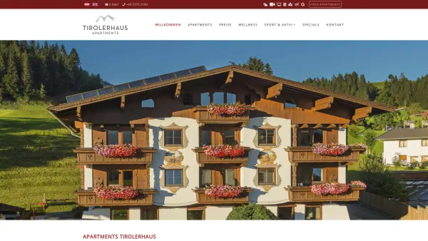 Website Screenshot: Komfort-Appartements Tirolerhaus Kössen Tirol - Urlaub Tirol, Apartment Ferienwohnung, Kaiserwinkl Kössen Walchsee, Appartement - Date: 2023-06-15 16:02:34
