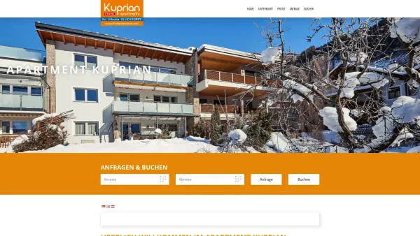 Website Screenshot: Ferienwohnung Appartment Kuprian Urlaub Ried bei Serfaus Fiss - Apartment Kuprian - Willkommen - Date: 2023-06-26 10:23:22