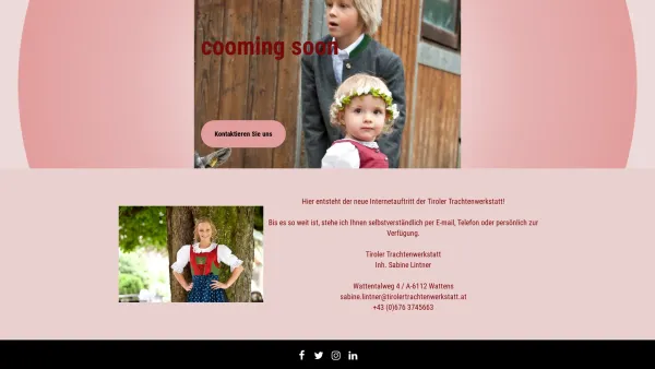 Website Screenshot: Tiroler Trachtenwerkstatt - Home - Date: 2023-06-26 10:26:49