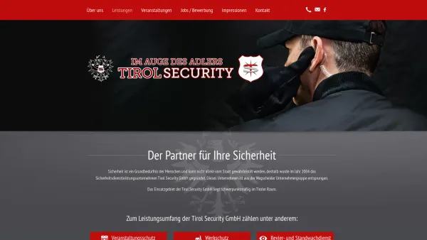Website Screenshot: Tirol Security - Leistungen - Tirol Security GmbH - Ellmau - Date: 2023-06-14 10:45:47