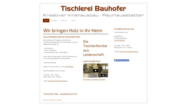 Website Screenshot: Tischlerei Johann Bauhofer Kramsach kreativer Innenausbau Möbel-Einzelstücke Schreinerei - BAUHOFER - Ihre Tischlerei Tirol - tischler-bauhofers Webseite! - Date: 2023-06-26 10:23:22