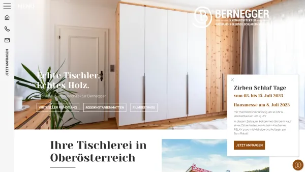 Website Screenshot: TISCHLEREI BERNEGGER Planung Einrichtung für Wohn und Arbeitsbereich - Tischlerei Oberösterreich | Tischler in Klaus (Kirchdorf) - Tischlerei Bernegger - Date: 2023-06-26 10:23:22