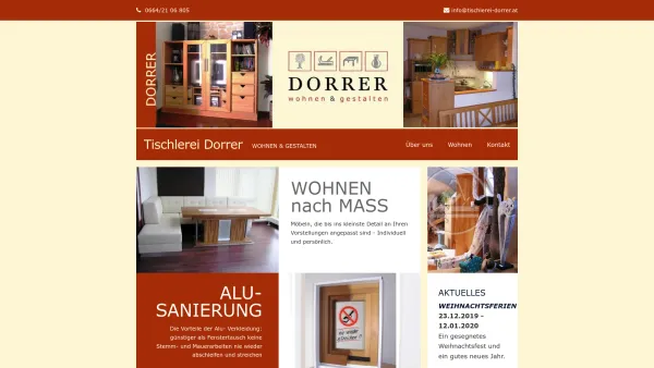 Website Screenshot: Gerhard Dorrer wohnen gestalten - Möbel nach Maß aus Naturholz - Tischlerei Dorrer - Date: 2023-06-26 10:23:22
