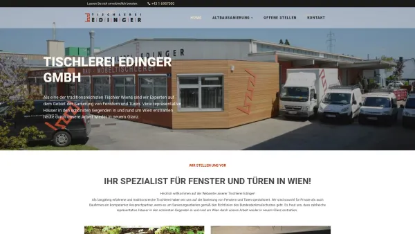 Website Screenshot: Bau und Möbeltischlerei EDINGER Helmut J. Brichenfrid - Tischlerei Edinger - Wien u. Umgebung - Date: 2023-06-26 10:23:22