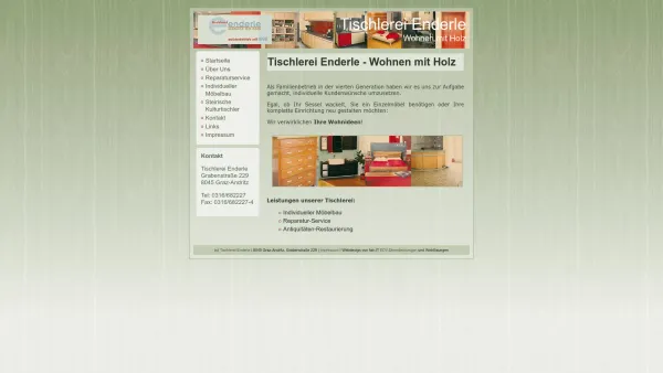 Website Screenshot: Tischlerei Enderle - Tischlerei Enderle - Wohnen mit Holz - Date: 2023-06-26 10:23:22