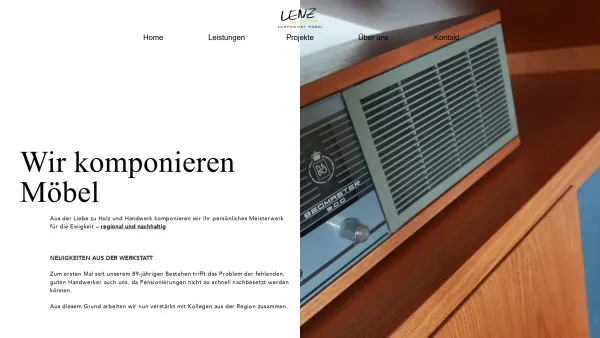Website Screenshot: TISCHLEREI LENZ Kompletteinrichtungen Lautsprecher Pfeifen Designmöbel Kinderdinos Restaurierung - Date: 2023-06-26 10:23:25