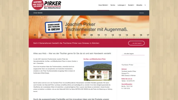 Website Screenshot: Bau und Möbeltischlerei Joachim Pirker - Unser Betrieb - Tischlerei Pirker - Date: 2023-06-26 10:23:25