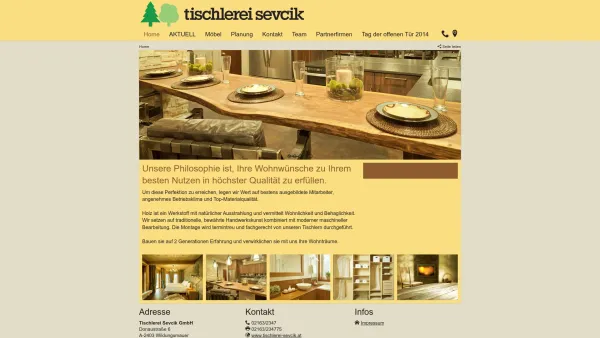 Website Screenshot: Sevcik Tischlerei Tischler Wildungsmauer Niederösterreich Österreich Möbel Moebel Inneneinrichtung, - Tischlerei Sevcik Home - Date: 2023-06-26 10:23:25