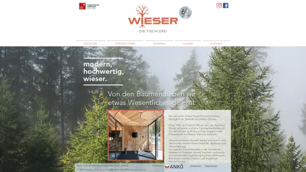 Website Screenshot: Bau und Möbeltischlerei Wieser Friedrich - Bau- und Möbeltischlerei Wieser I Strassen in Osttirol - Date: 2023-06-15 16:02:34