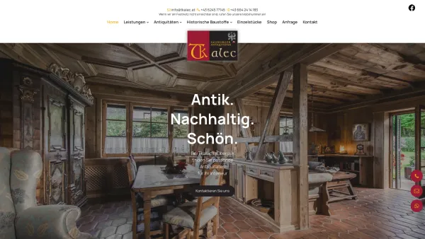 Website Screenshot: tkalec.at Antiquitäten Helmut Tkalec Salzburg Österreich - Antiquitäten Salzburg, Bayern, Tirol - Tkalec - Date: 2023-06-26 10:23:25