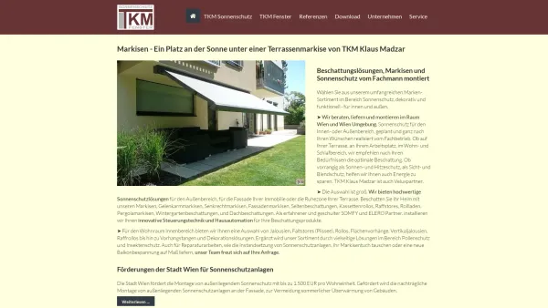 Website Screenshot: TKM Fenster Klaus Madzar - ᐅ Sonnenschutz Markisen Veluxpartner ➤ TKM Klaus Madzar - Date: 2023-06-26 10:23:28