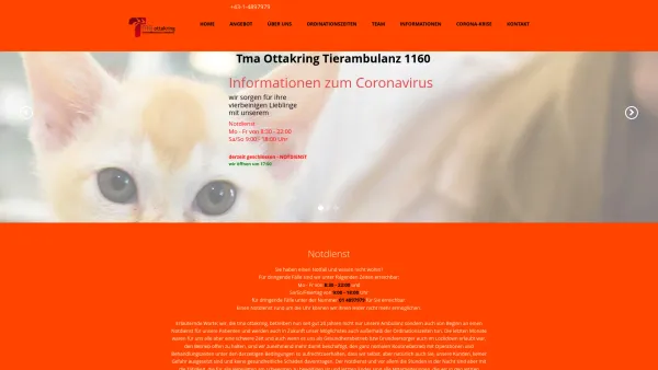 Website Screenshot: tma ottakring Tiermedizinische Ambulanz Ottakring - Tma Ottakring - Tierarzt 1160 Wien für Hunde Katzen Kleintiere - Date: 2023-06-15 16:02:34