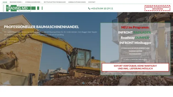 Website Screenshot: TRADING MÜNCHENDORF Handels GmbH - Gebrauchte Baumaschinen in Wien, NÖ, Burgenland, Stmk. - TRADING MÜNCHENDORF Handels GmbH - Date: 2023-06-26 10:23:28
