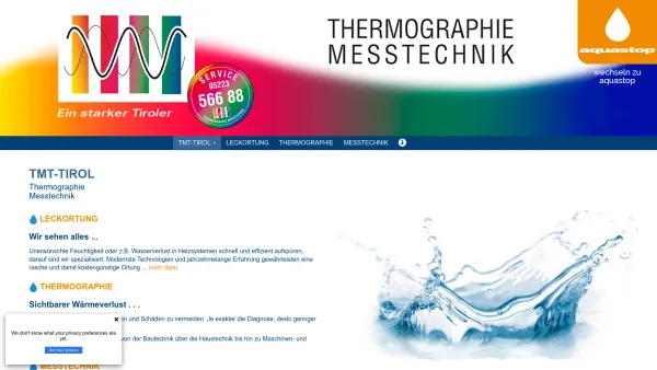 Website Screenshot: Thermographie Messtechnik Ortungszentrale West TMT Thermografie und Messtechnik - Leckortung in Tirol, Thermographie in Tirol, Messtechnik in Tirol, Bautrocknung - Date: 2023-06-26 10:23:28