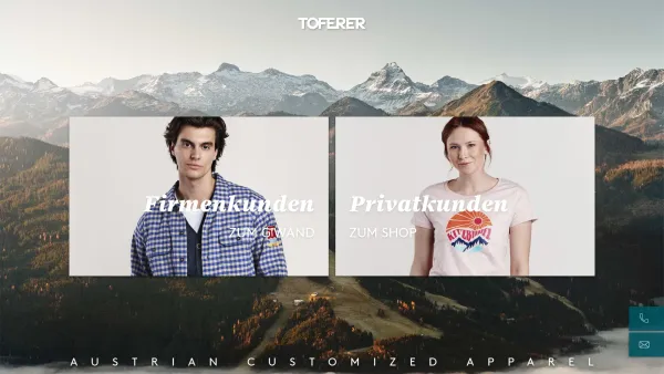 Website Screenshot: Andreas Toferer Textil stickt meine Ideen - Austrian Customized Apparel | TOFERER - Date: 2023-06-26 10:23:28