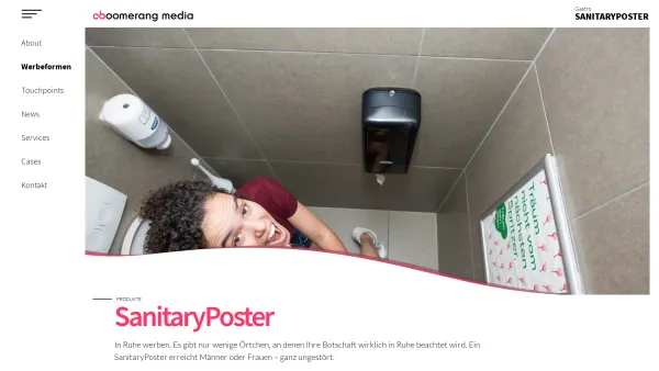Website Screenshot: Toilet Advertising Werbe ToilAd - WC-Plakatwerbung für Gastro & Bars | Boomerang Media - Date: 2023-06-26 10:23:28