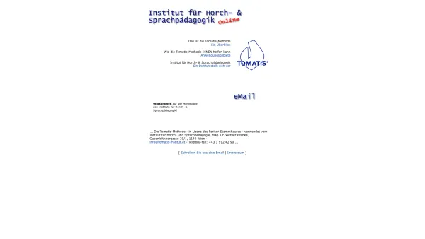 Website Screenshot: TOMATIS Institut für Horch & Sprachpädagik - Tomatis in Wien - Date: 2023-06-26 10:23:28