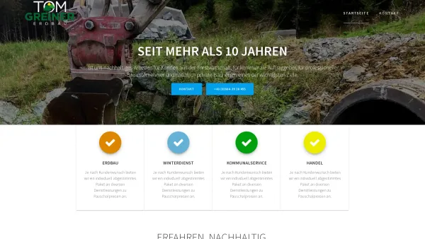 Website Screenshot: Greiner Thomas Erdbau & Transporte - Start - tomgreiner.at: ERFAHREN. NACHHALTIG. KOSTENSICHER - Date: 2023-06-14 16:39:54