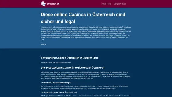 Website Screenshot: Tomaschofsky Gesellschaft bei Tomys Zoo - Online Casino Österreich legal 2023: Sicher um Echtgeld Spielen - Date: 2023-06-26 10:23:28