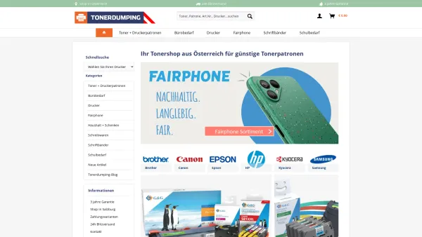 Website Screenshot: Tonerdumping e.U. - Tonerpatronen zu Dumpingpreisen | Tonerdumping Österreich - Date: 2023-06-15 16:02:34
