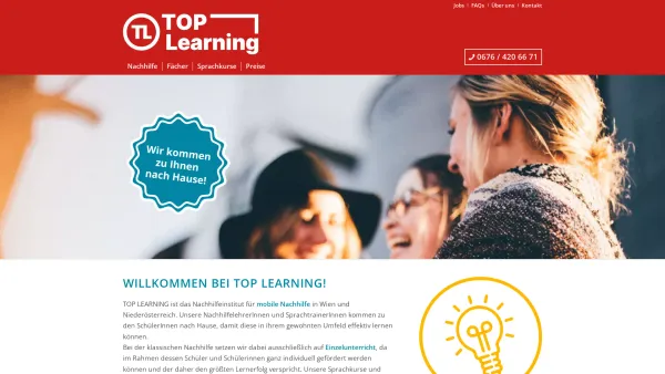 Website Screenshot: TOP LEARNINNG Einzelunterricht OG - Nachhilfe Wien & Niederösterreich: Mobil & Individuell | TOP LEARNING - Date: 2023-06-15 16:02:34