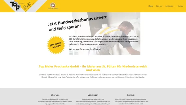 Website Screenshot: Top Maler Prochaska GmbH - Top Maler Prochaska GmbH - Ihr Malermeister aus St. Pölten - Date: 2023-06-26 10:23:31