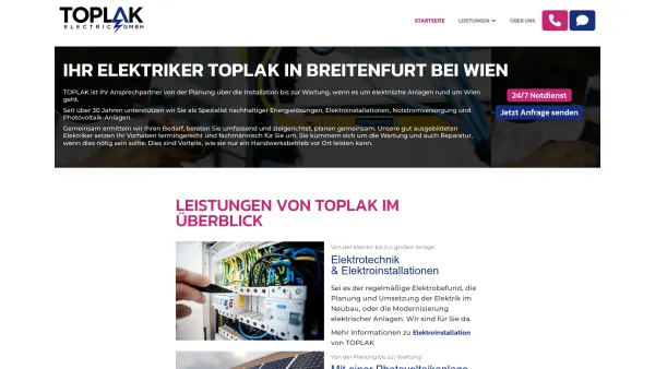 Website Screenshot: Toplak Electric GmbH - TOPLAK - Elektroinstallationen, PV-Anlagen & Notstromlösungen - Date: 2023-06-15 16:02:34