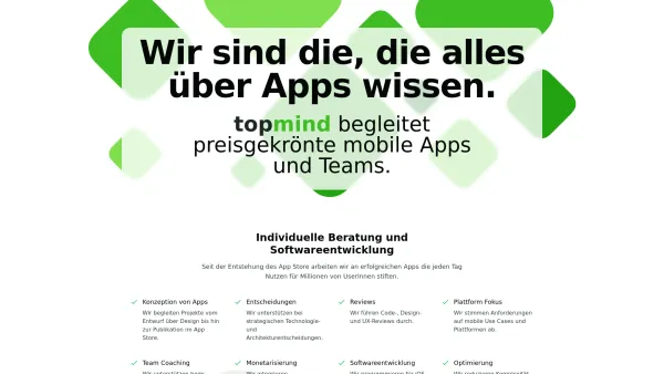 Website Screenshot: topmind development - topmind GmbH - Konzeption, Planung, Entwicklung, Coaching und Beratung für Software und Mobile Apps. - Date: 2023-06-15 16:02:34