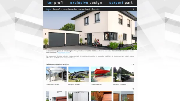 Website Screenshot: Torprofi Vertriebsgesellschaft mbH - Carports Überdachungen | Tec-Fachmarkt Tore | Leuchten Carport Gerätehäuser | Zäune Geländer - Date: 2023-06-26 10:23:33