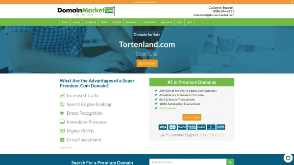 Website Screenshot: Tortenland - Tortenland.com is available at DomainMarket.com. Call 888-694-6735 - Date: 2023-06-26 10:23:33