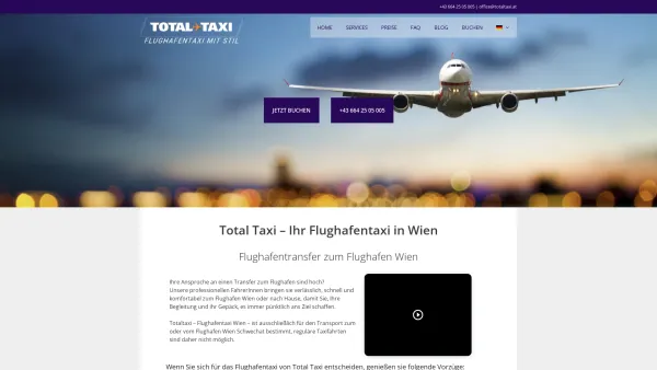 Website Screenshot: Flughafentaxi Wien Total Taxi® - Flughafentaxi Wien - Flughafentransfer zum günstigen Fixpreis - Date: 2023-06-26 10:23:33