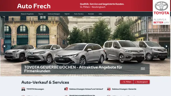 Website Screenshot: AUTO FRECH TOYOTA FRECH - Autohaus Toyota Frech in St. Pölten und Neulengbach - Auto Toyota Frech - Date: 2023-06-15 16:02:34