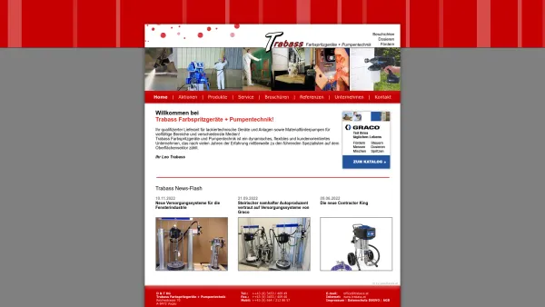 Website Screenshot: Trabass Farbspritzgeräte Pumpentechnik - Trabass - Farbspritzgeräte + Pumpentechnik - Date: 2023-06-26 10:23:33