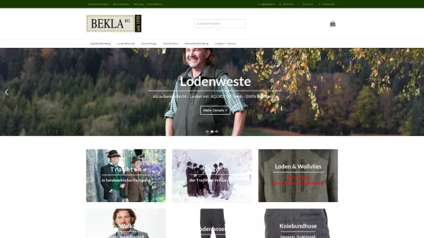 Website Screenshot: BEKLA KG - BEKLA - Trachten und Jagdbekleidung aus Naturfaser - Date: 2023-06-14 10:45:52