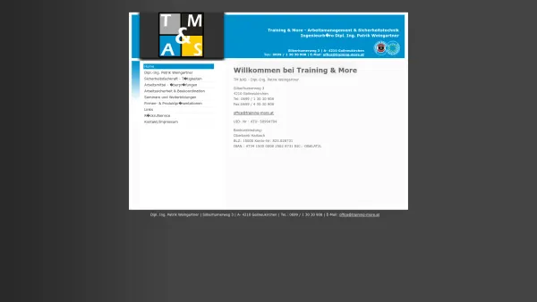 Website Screenshot: Training & More - Training and More Arbeitsmanagement & Sicherheitstechnik Technisches B?ro Dipl. Ing. Patrik Weingartner - Date: 2023-06-14 10:45:52