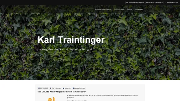 Website Screenshot: Traintinger Karl Tierärztliche Gemeinschaftspraxis Lamprechtshausen - Karl Traintinger – Herausgeber der Dorfzeitung.com – Fotograf - Date: 2023-06-26 10:23:36