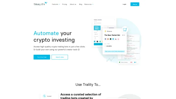 Website Screenshot: trality internet services - Trality - Create & follow trading bots - Date: 2023-06-26 10:23:36