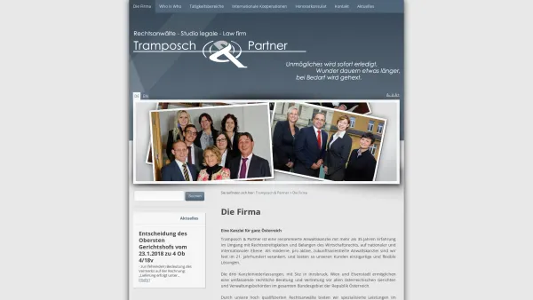 Website Screenshot: Rechtsanwälte Tramposch Tramposch Partner - Die Firma - Tramposch & Partner - Date: 2023-06-26 10:23:36
