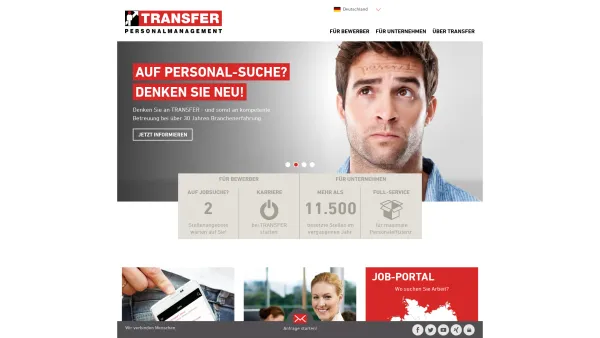 Website Screenshot: TRANSFER Personalleasing - TRANSFER Personalmanagement Deutschland - Wir verbinden Menschen - Date: 2023-06-26 10:23:36