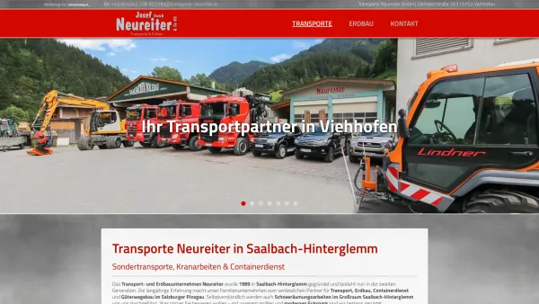 Website Screenshot: Neureiter Josef GesmbH - Transporte Neureiter in Viehhofen | Erdbau & Sondertransporte in Hinterglemm - Date: 2023-06-14 10:45:52