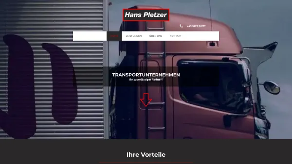 Website Screenshot: Hans Pletzer Frächterei - Pletzer Transporte - Ihr Transportunternehmen in Tirol - Date: 2023-06-26 10:23:36