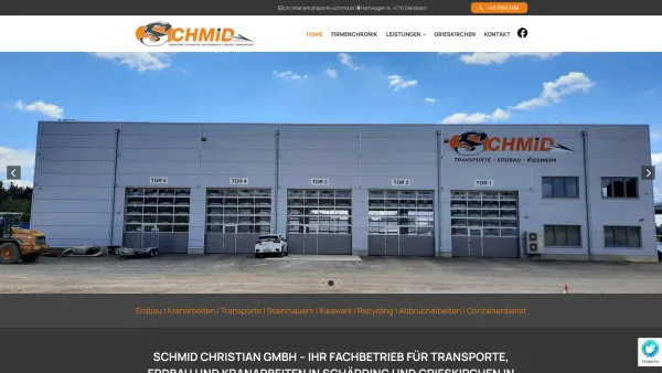 Website Screenshot: Christian Schmid GmbH - Christian Schmid - Erdbau, Transporte - Sigharting / Bezirk Schärding - Date: 2023-06-26 10:23:36