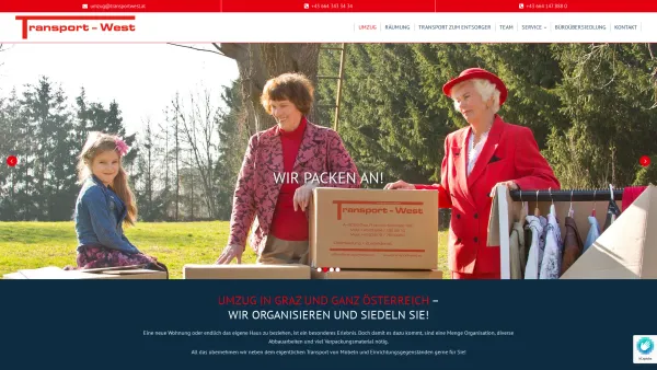 Website Screenshot: Transport West - Umzug in Graz und Umgebung - Transport - West - Date: 2023-06-26 10:23:36